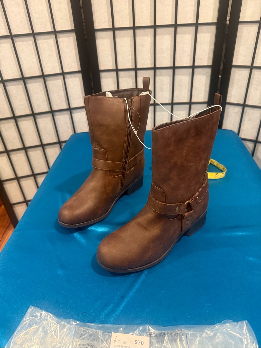 Dexter Brown Mid-Calf Harness Boots with Side Zipper (G1)